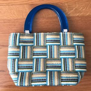 Vintage M&G BERTINI woven mini zippered tote bag